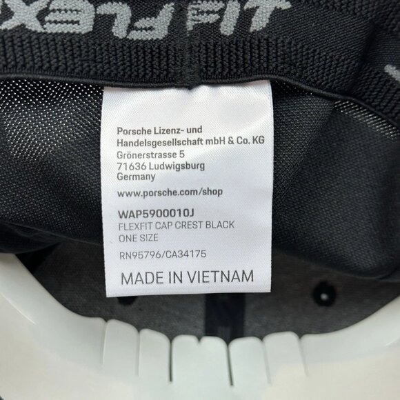 NEW Authentic Porsche Crest Black FlexFit Hat One Size Baseball Cap Unisex - Picture 6 of 9